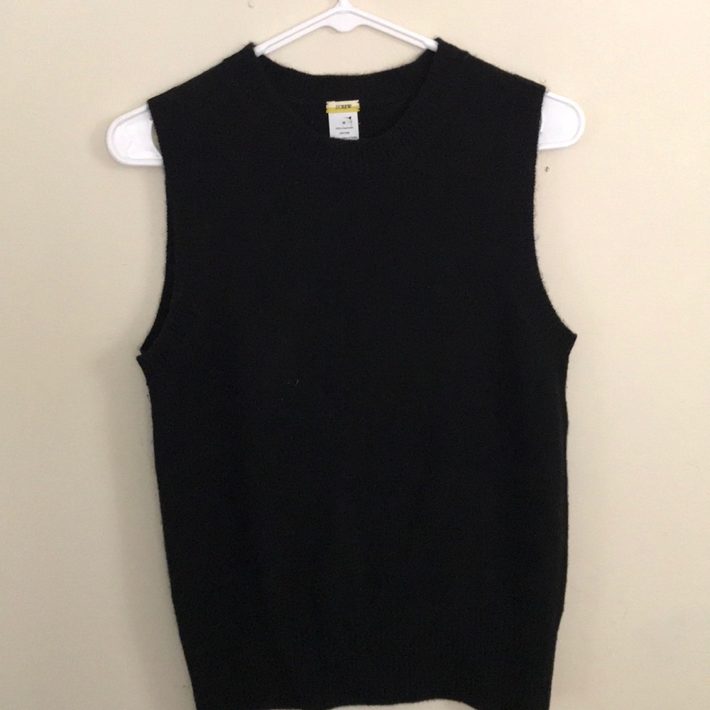 Jcrew 100% cashmere black sweat vest size medium